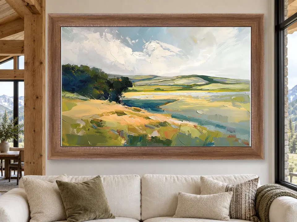 Enduring Pause Landscape Framed Wall Art framed on a wall