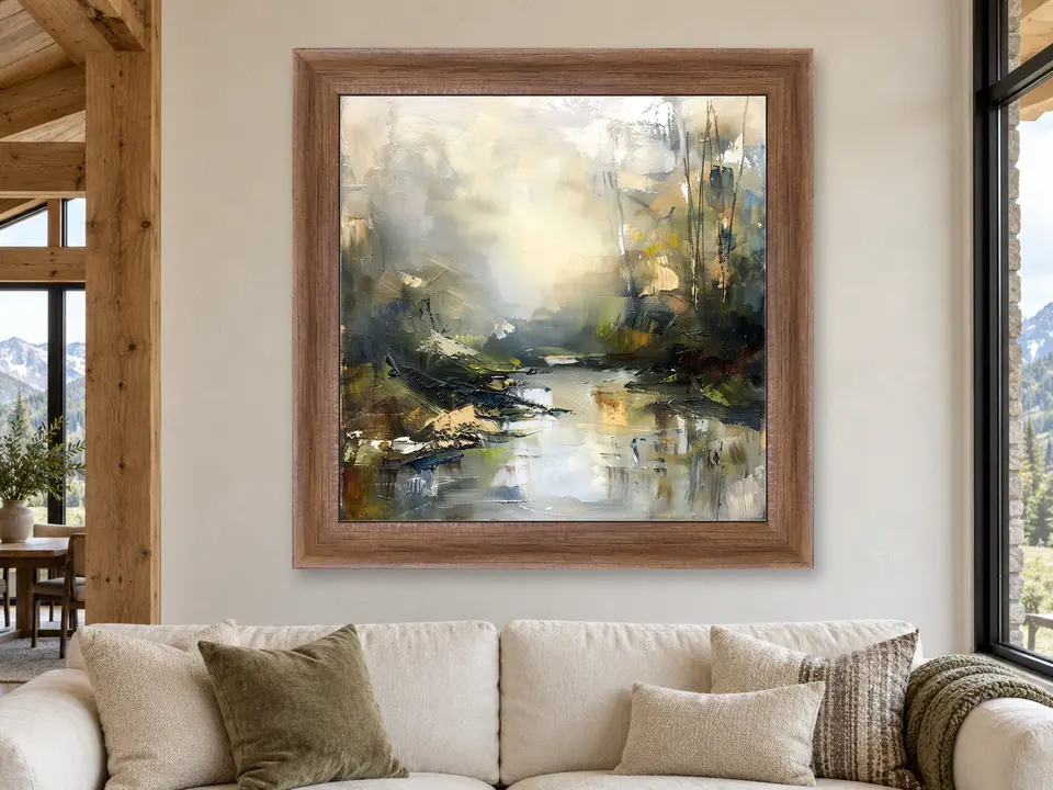 Peaceful Solitude Landscape Framed Wall Art framed on a wall