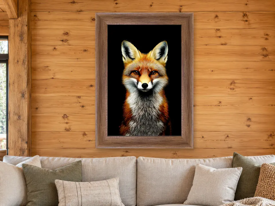 Enduring Perspective Red Fox Framed Wall Art framed on a wall