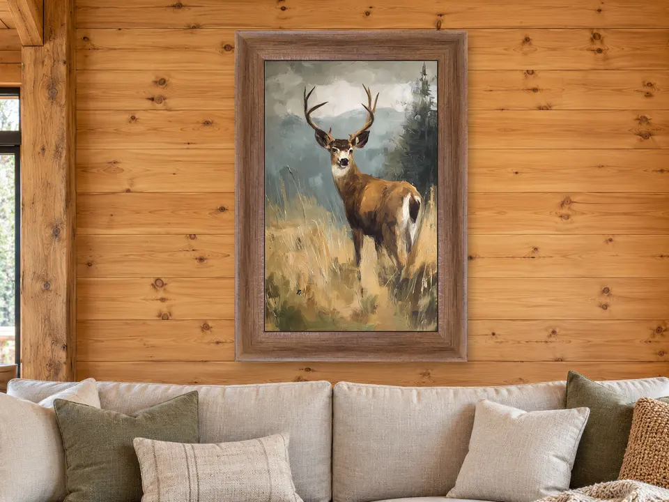 Timeless Spirit Deer Framed Wall Art framed on a wall