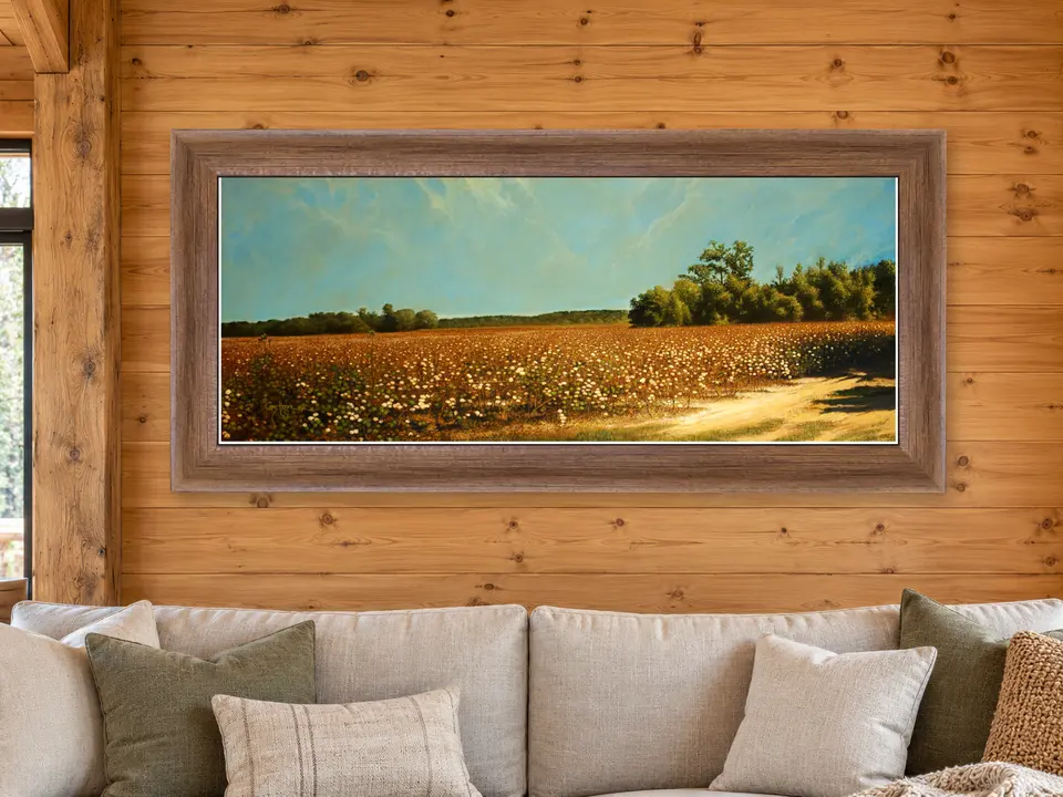 Tender Horizon Landscape Framed Wall Art framed on a wall