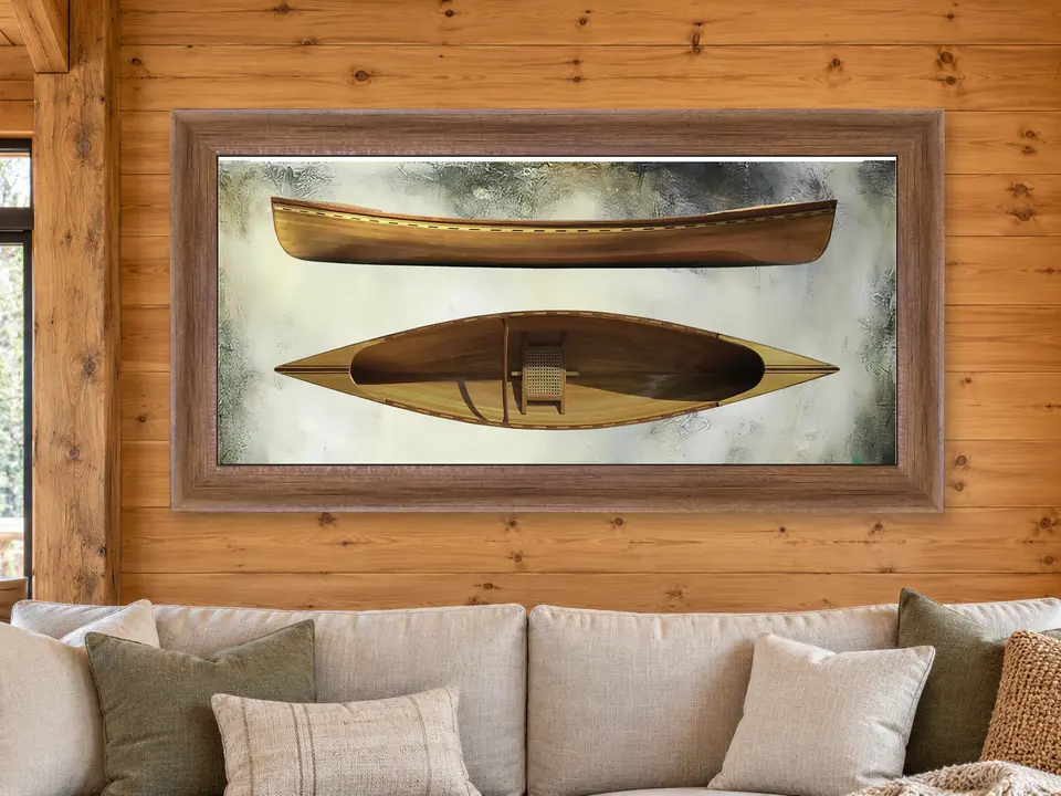 Timeless Comfort Canoe Framed Wall Art framed on a wall