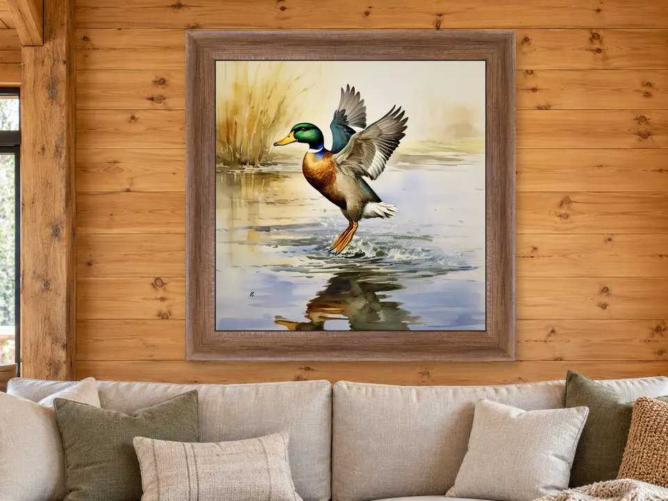 Wandering Breeze Mallard Ducks Framed Wall Art framed on a wall
