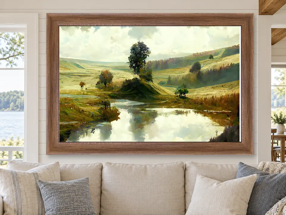 Hidden Comfort Meadow Landscape Framed Wall Art framed on a wall