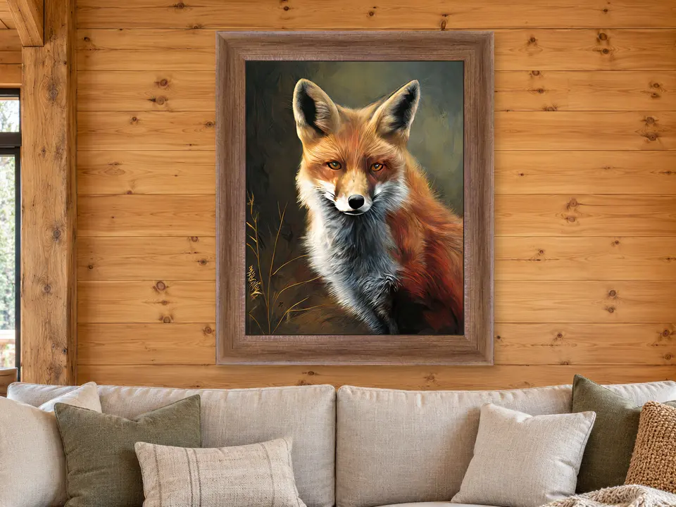 Quiet Grace Red Fox Framed Wall Art framed on a wall