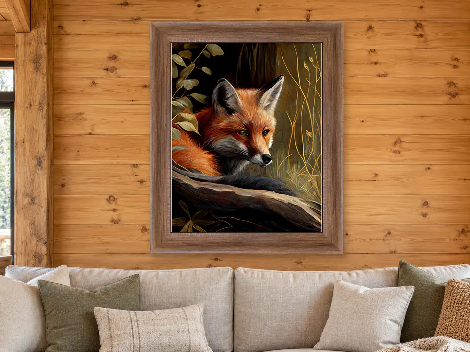 Still Reverie Red Fox Framed Wall Art framed on a wall