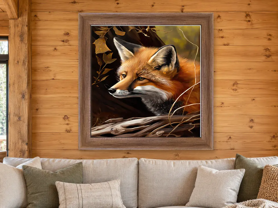 Tender Keepsake Red Fox Framed Wall Art framed on a wall