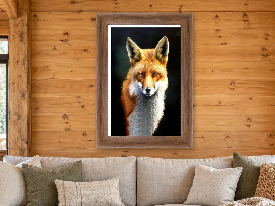 Soft Keepsake Red Fox Framed Wall Art framed on a wall
