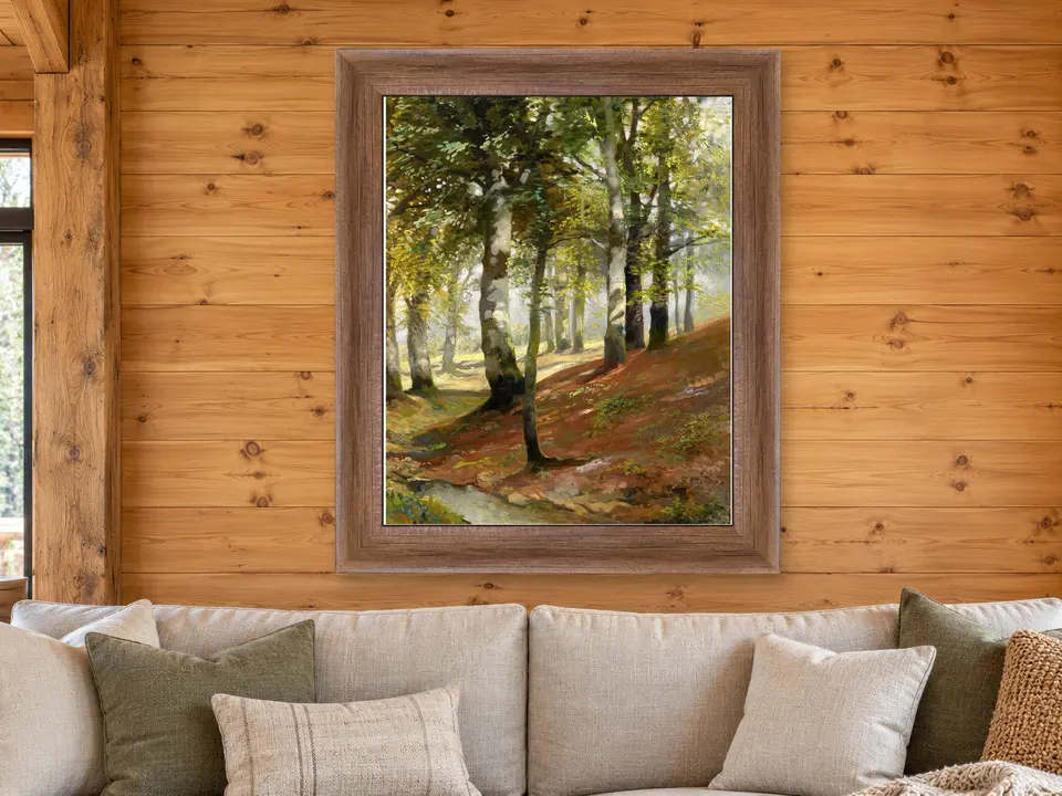 Still Legacy Forest Landscape Framed Wall Art framed on a wall
