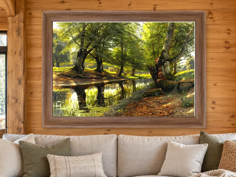 Distant Journey Tree Landscape Framed Wall Art framed on a wall