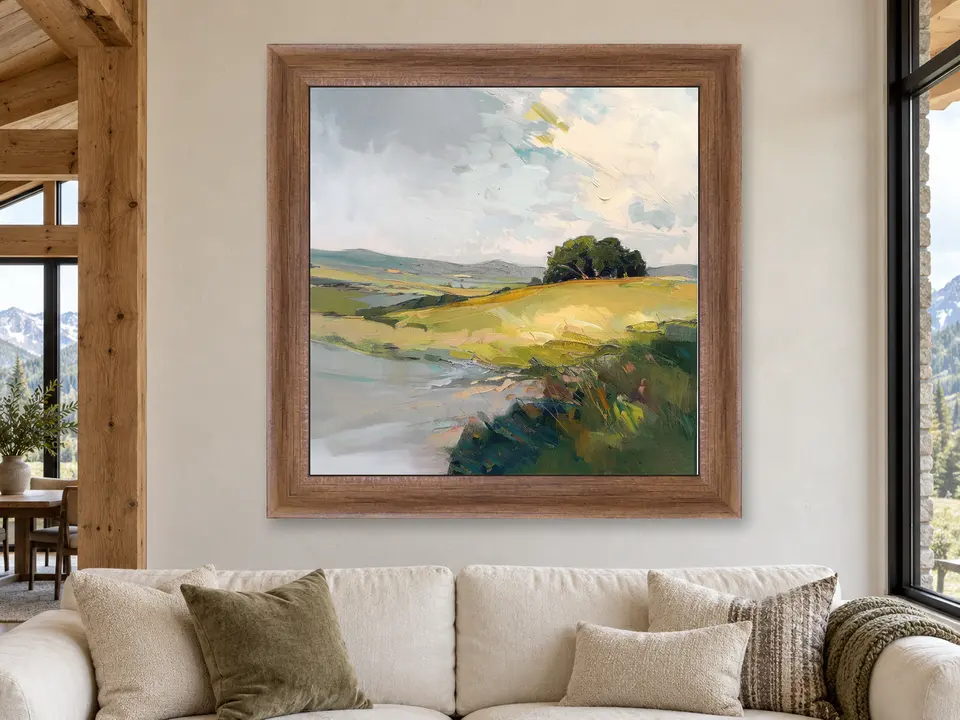 Still Perspective Landscape Framed Wall Art framed on a wall