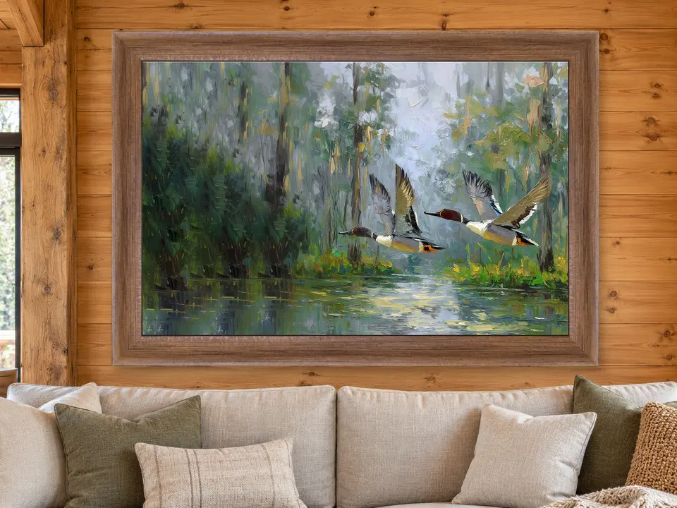 Soft Vista Pintail Ducks Framed Wall Art framed on a wall