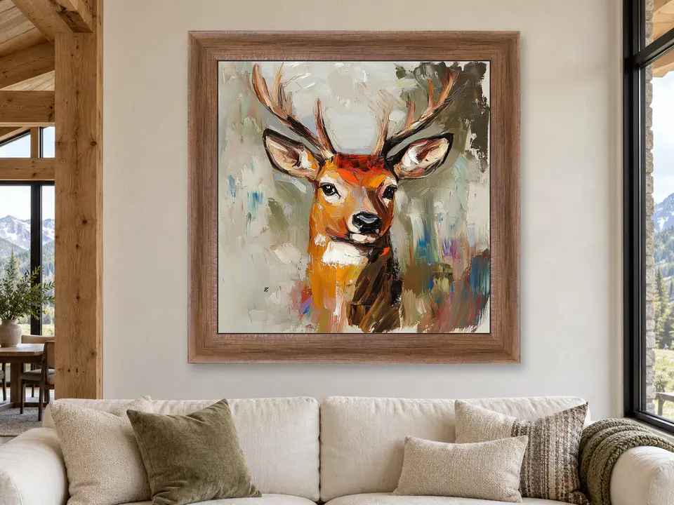 Timeless Impression Deer Framed Wall Art framed on a wall