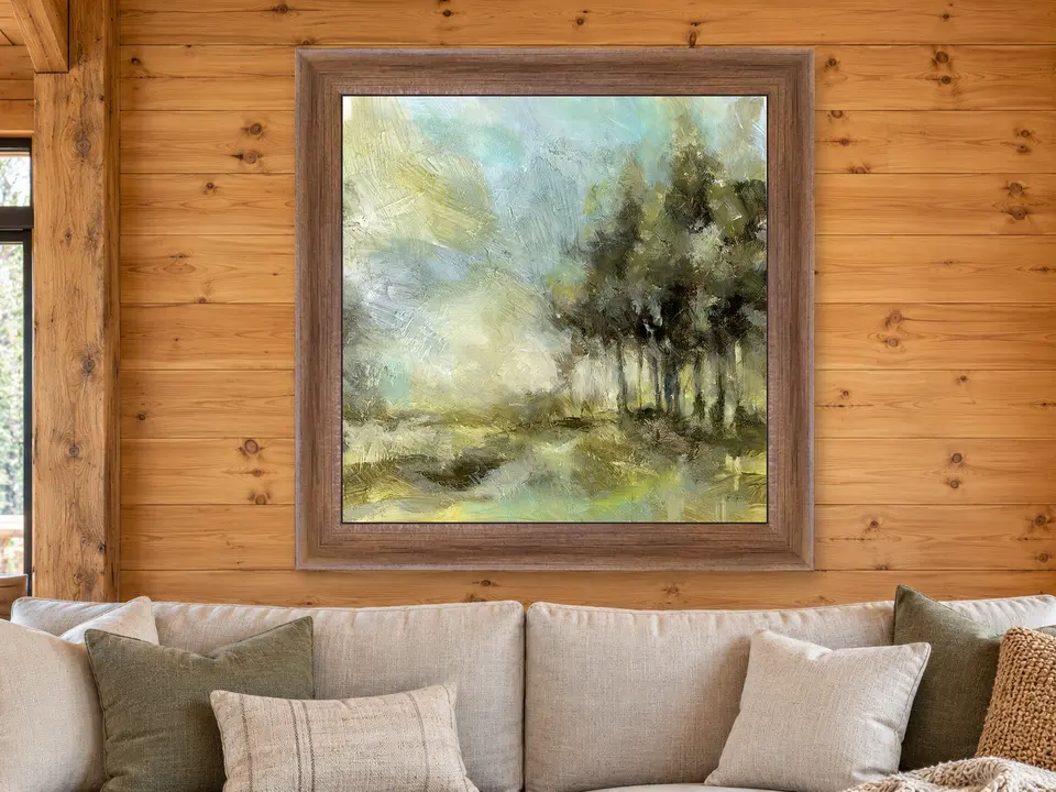 Silent Harmony Landscape Framed Wall Art framed on a wall