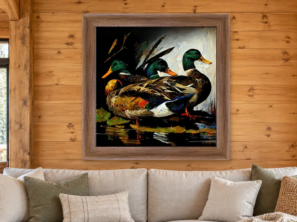 Still Vista Mallard Ducks Framed Wall Art framed on a wall