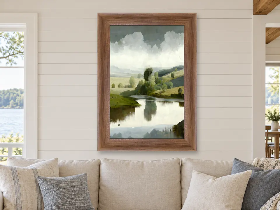 Hidden Awakening Meadow Landscape Framed Wall Art framed on a wall