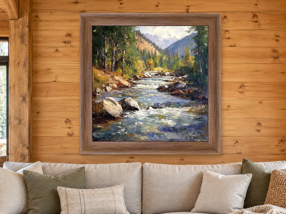 Enduring Wonder Forest Creek Framed Wall Art framed on a wall