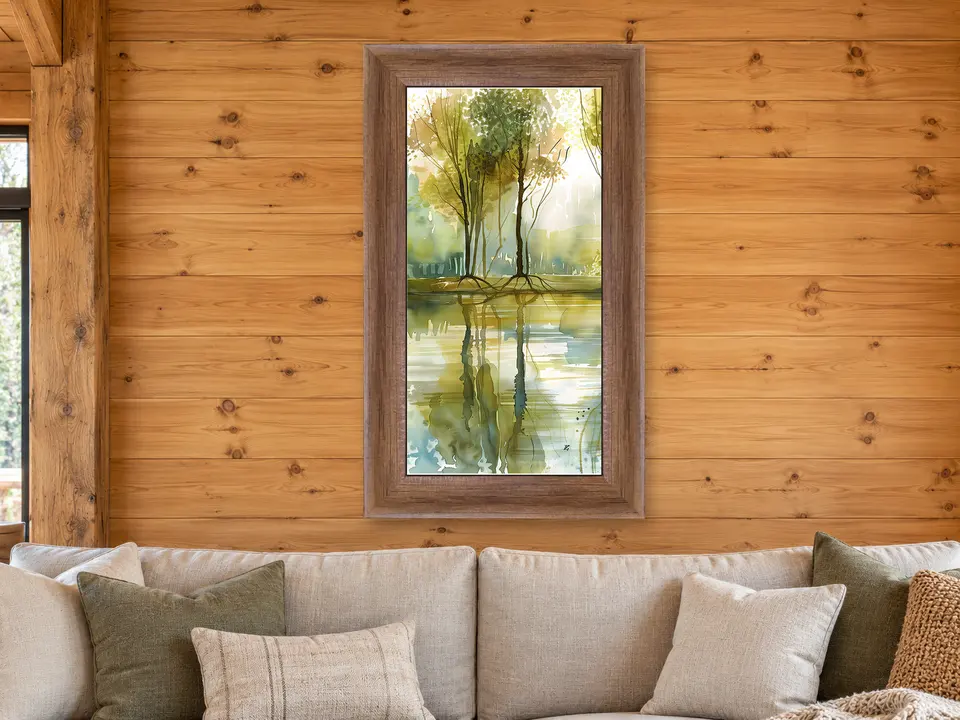 Wistful Vista Tree Landscape Framed Wall Art framed on a wall
