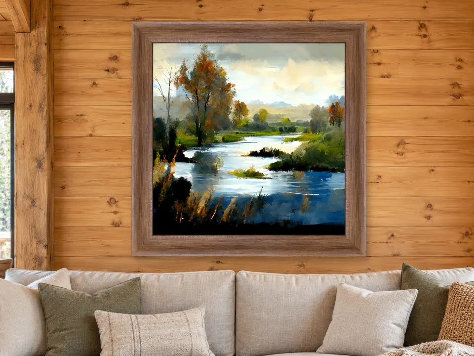 Tender Musing Landscape Framed Wall Art framed on a wall