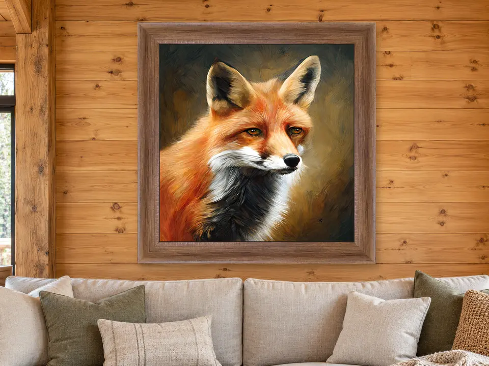 Open Moment Red Fox Framed Wall Art framed on a wall