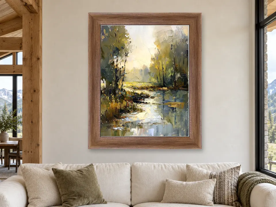 Wistful Solitude Landscape Framed Wall Art framed on a wall