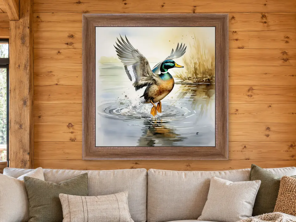 Marsh Landing Mallard Framed Wall Art framed on a wall