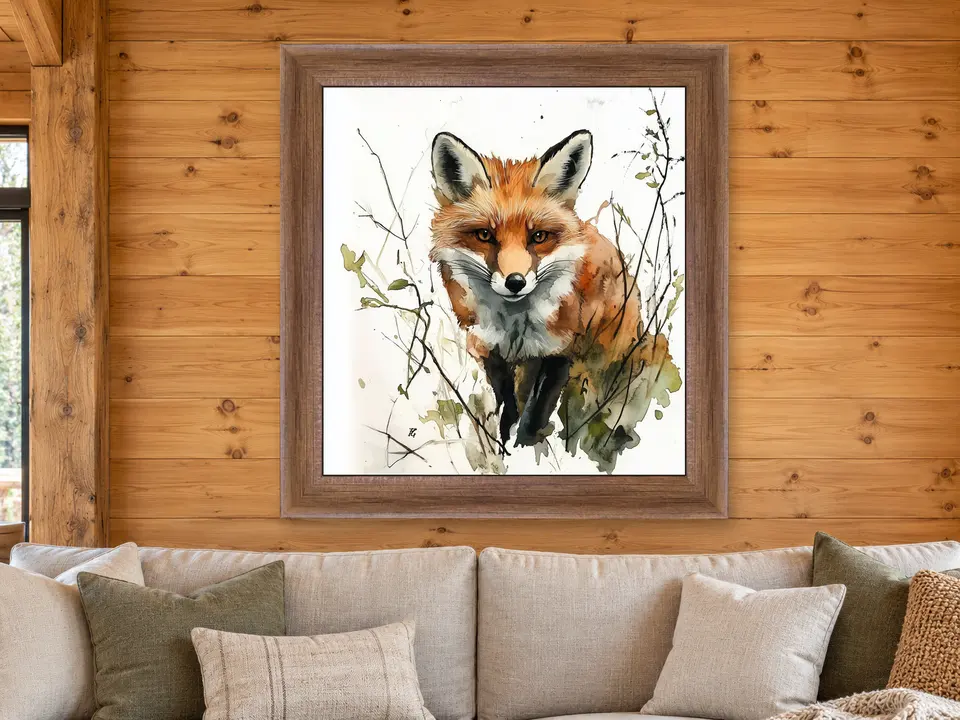 Hidden Reverie Red Fox Framed Wall Art framed on a wall