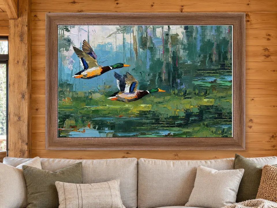 Distant Comfort Mallard Ducks Framed Wall Art framed on a wall