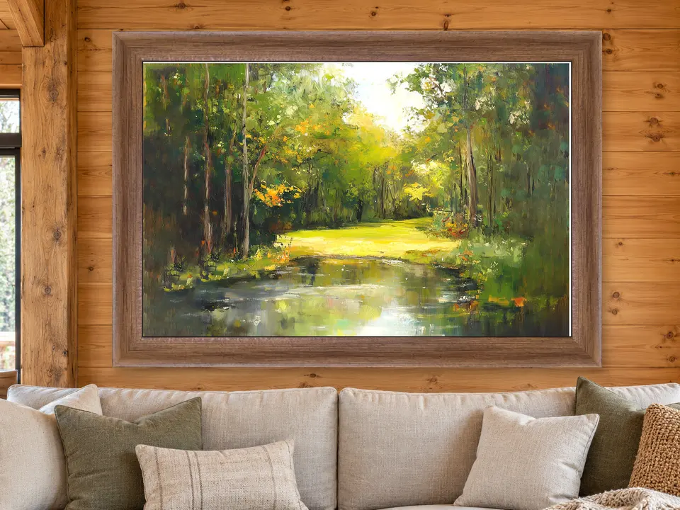 Wandering Harmony Landscape Framed Wall Art framed on a wall