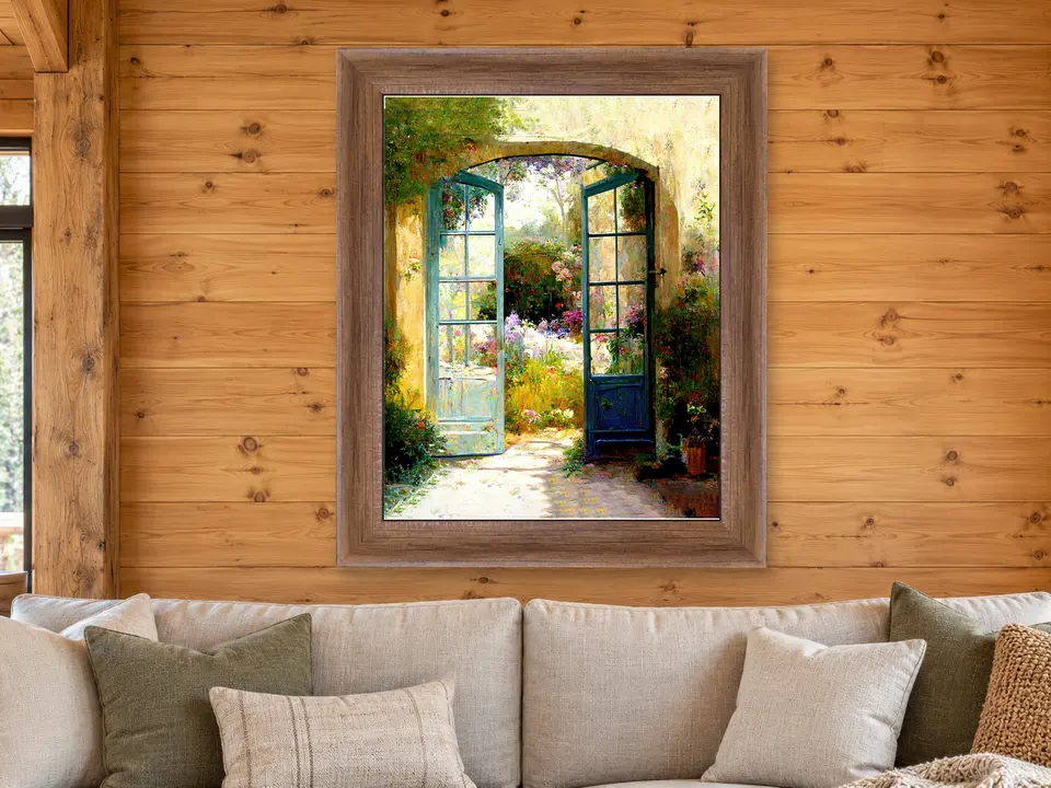 Timeless Promise Garden Doorway Framed Wall Art framed on a wall