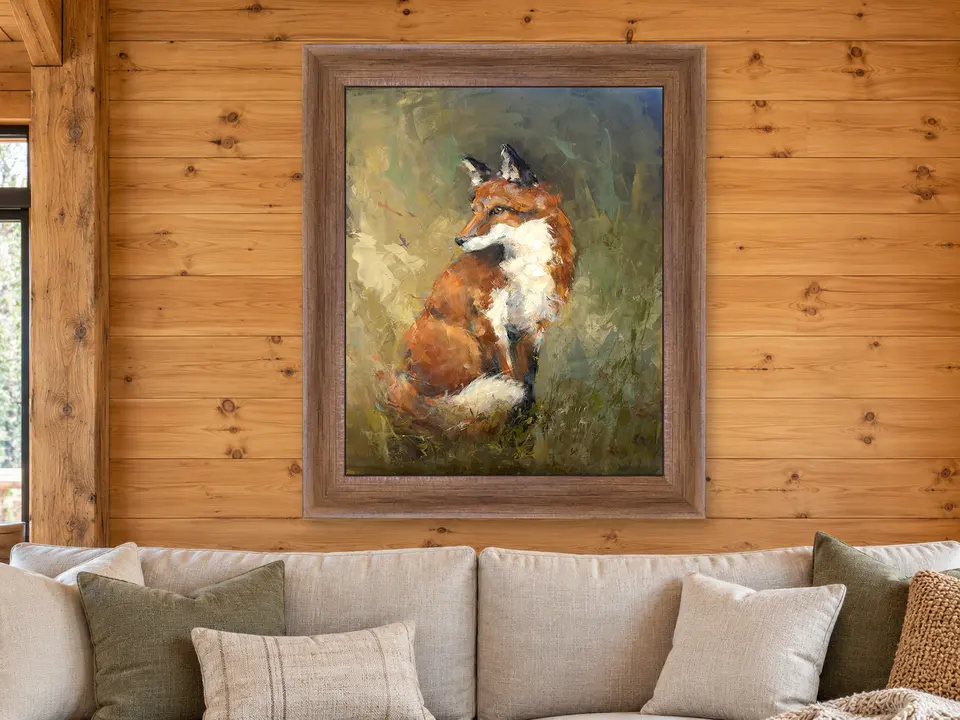 Still Awakening Red Fox Framed Wall Art framed on a wall