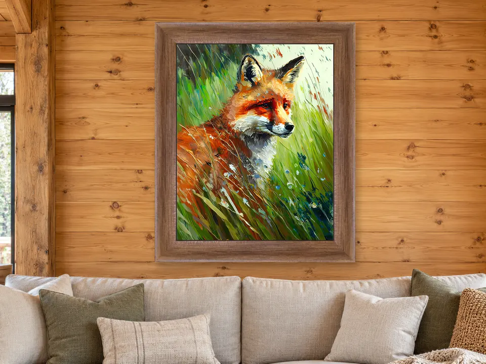 Silent Cadence Red Fox Framed Wall Art framed on a wall