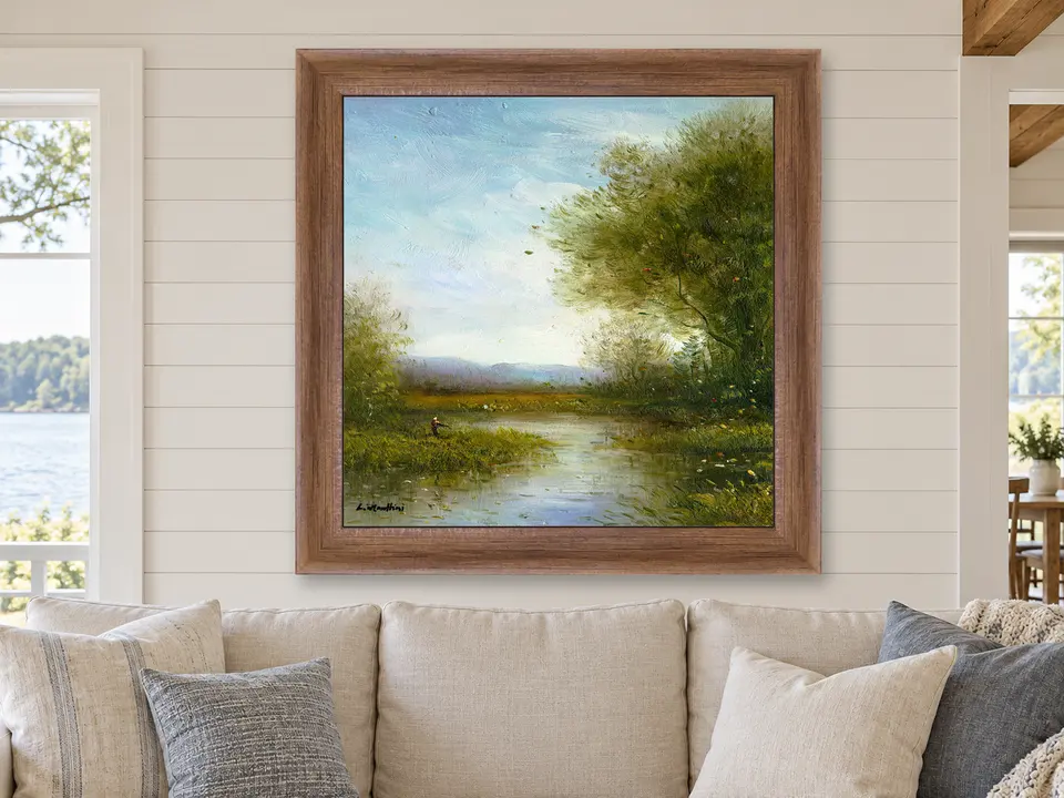 Soft Grace Marsh Landscape Framed Wall Art framed on a wall