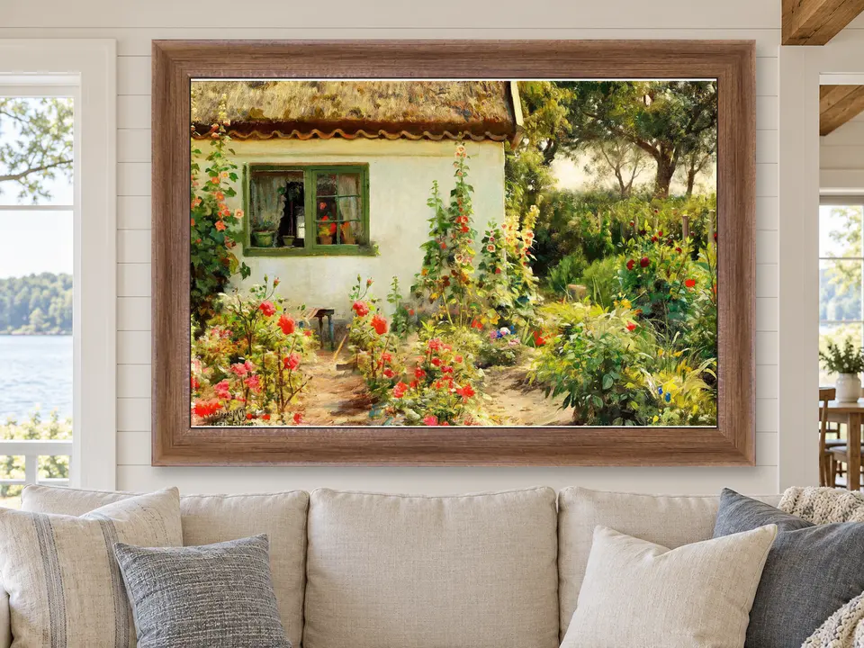 Gentle Promise Floral Landscape Framed Wall Art framed on a wall