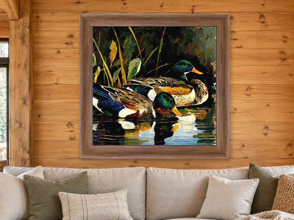 Timeless Solitude Mallard Ducks Framed Wall Art framed on a wall