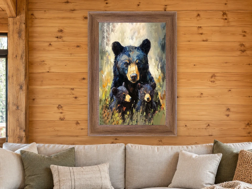 Still Promise Black Bear Framed Wall Art framed on a wall