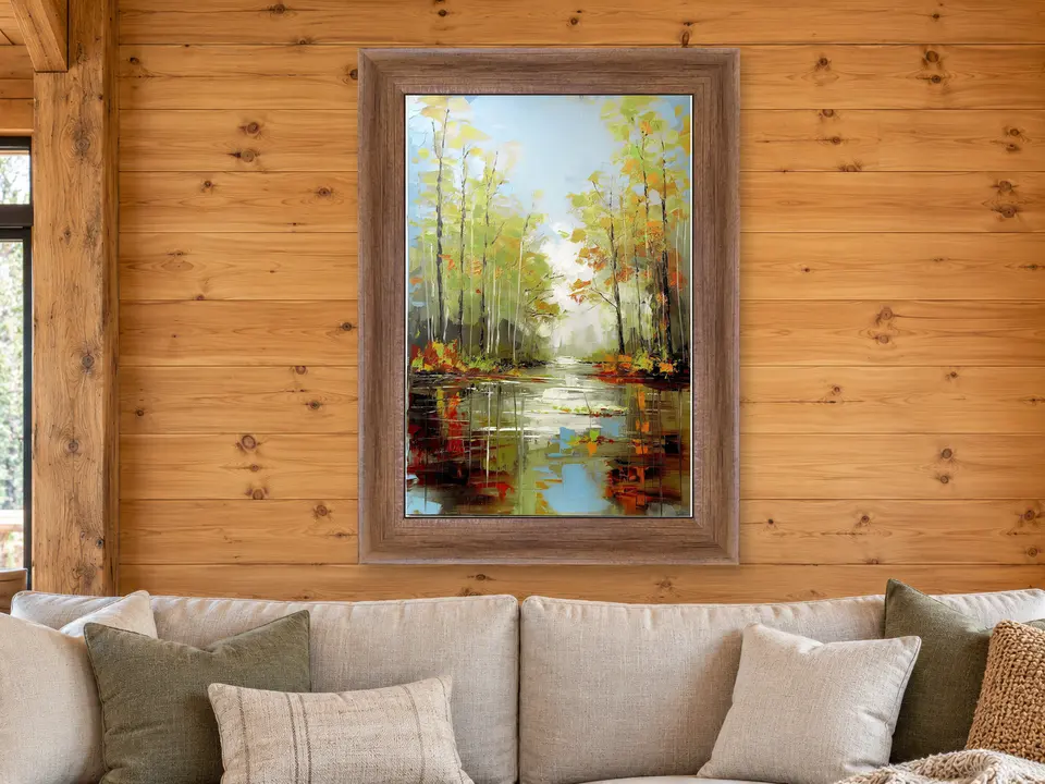 Timeless Horizon Forest Creek Framed Wall Art framed on a wall