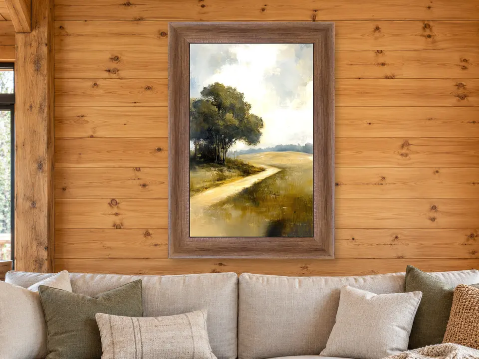 Distant Keepsake Country Road Framed Wall Art framed on a wall