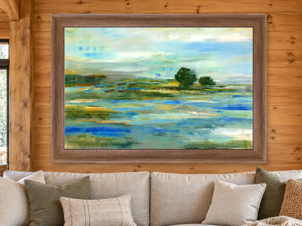 Quiet Harmony Landscape Framed Wall Art framed on a wall