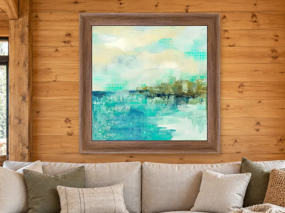 Gentle Horizon Landscape Framed Wall Art framed on a wall