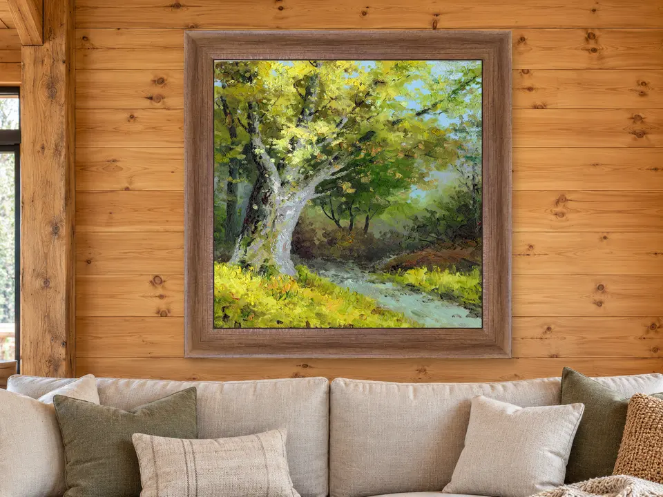 Enduring Poise Forest Landscape Framed Wall Art framed on a wall