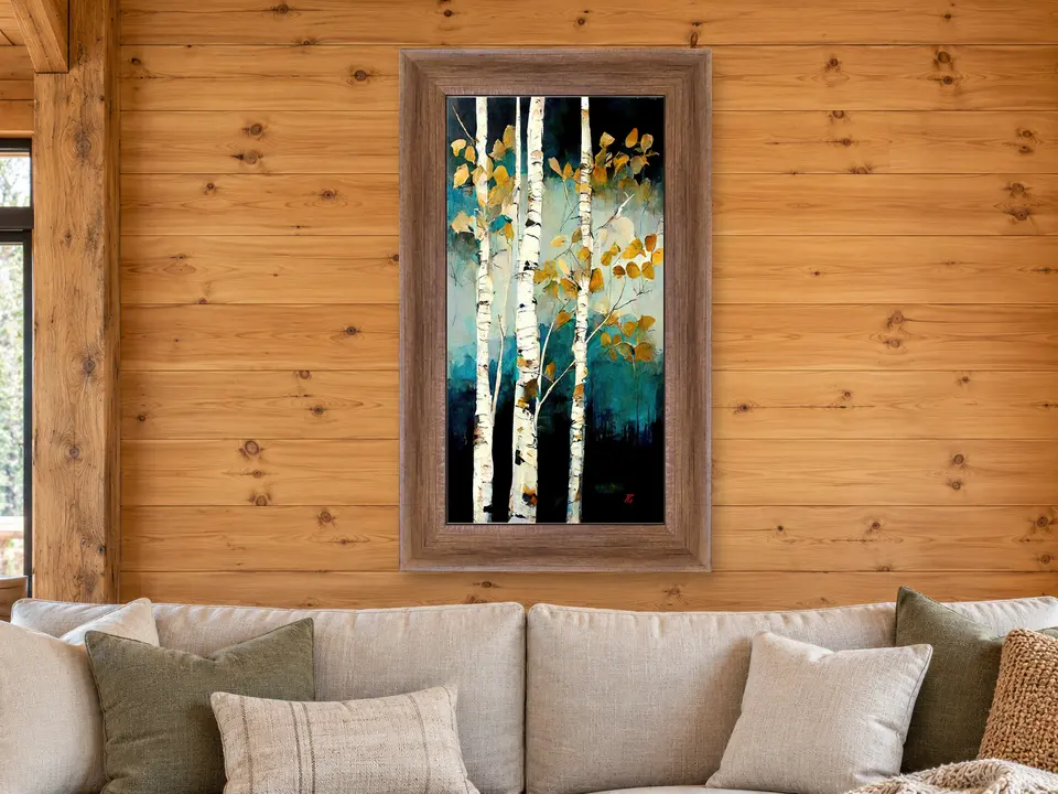 Enduring Promise Birch Woodland Framed Wall Art framed on a wall