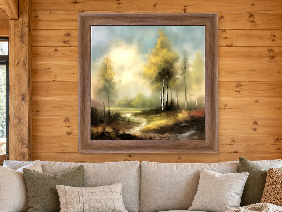 Enduring Reflection Landscape Framed Wall Art framed on a wall