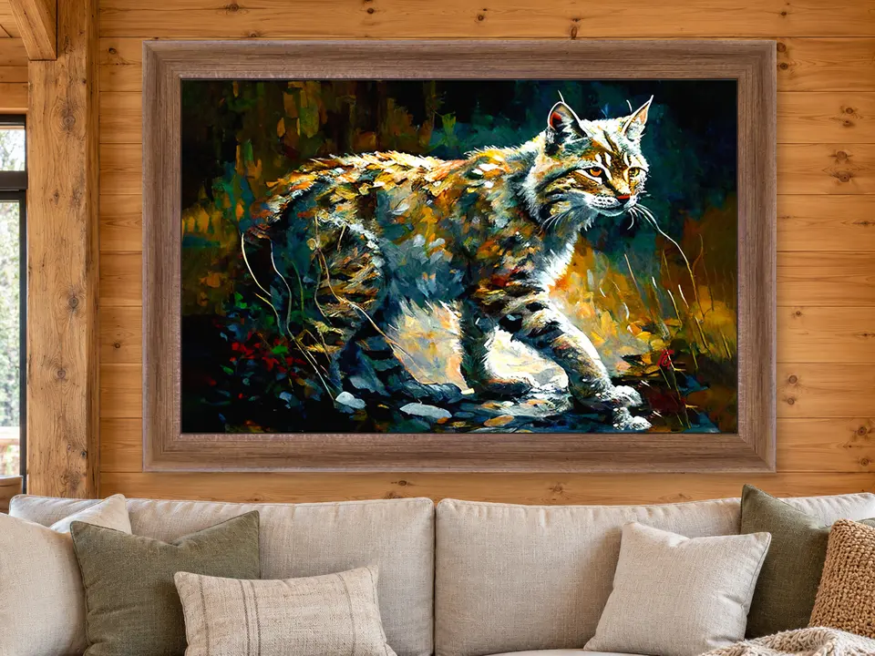 Distant Muse Bobcat Framed Wall Art framed on a wall