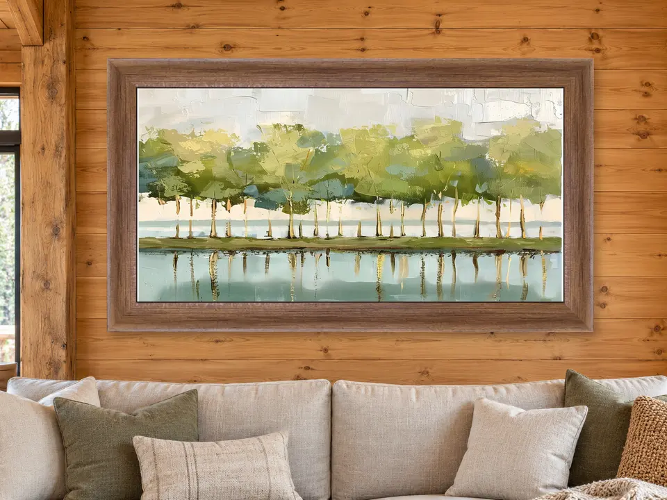Open Keepsake Tree Landscape Framed Wall Art framed on a wall