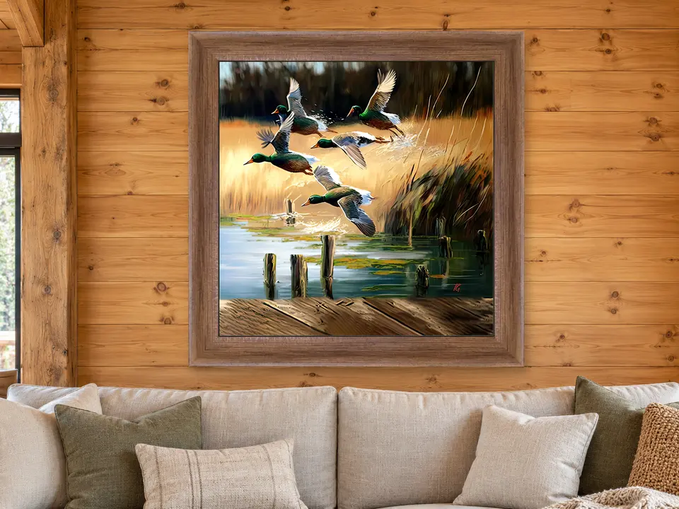 Quiet Spirit Mallard Ducks Framed Wall Art framed on a wall