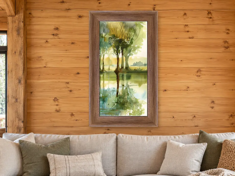 Peaceful Comfort Tree Landscape Framed Wall Art framed on a wall