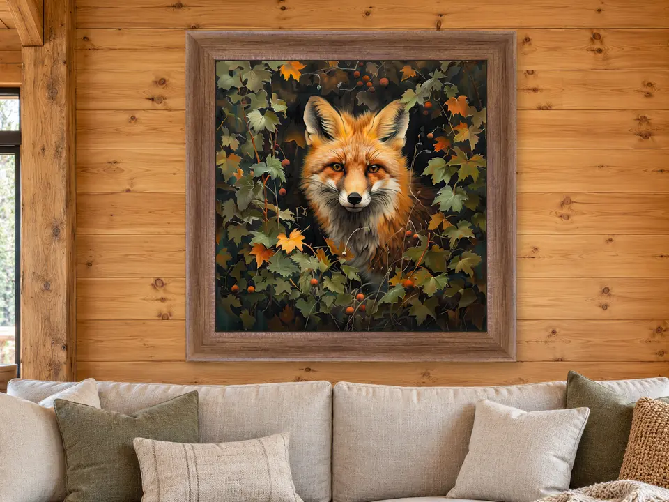 Tender Spirit Red Fox Framed Wall Art framed on a wall