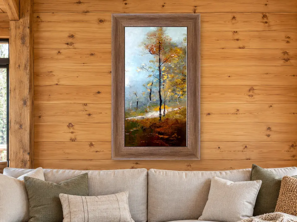 Gentle Serenity Landscape Framed Wall Art framed on a wall