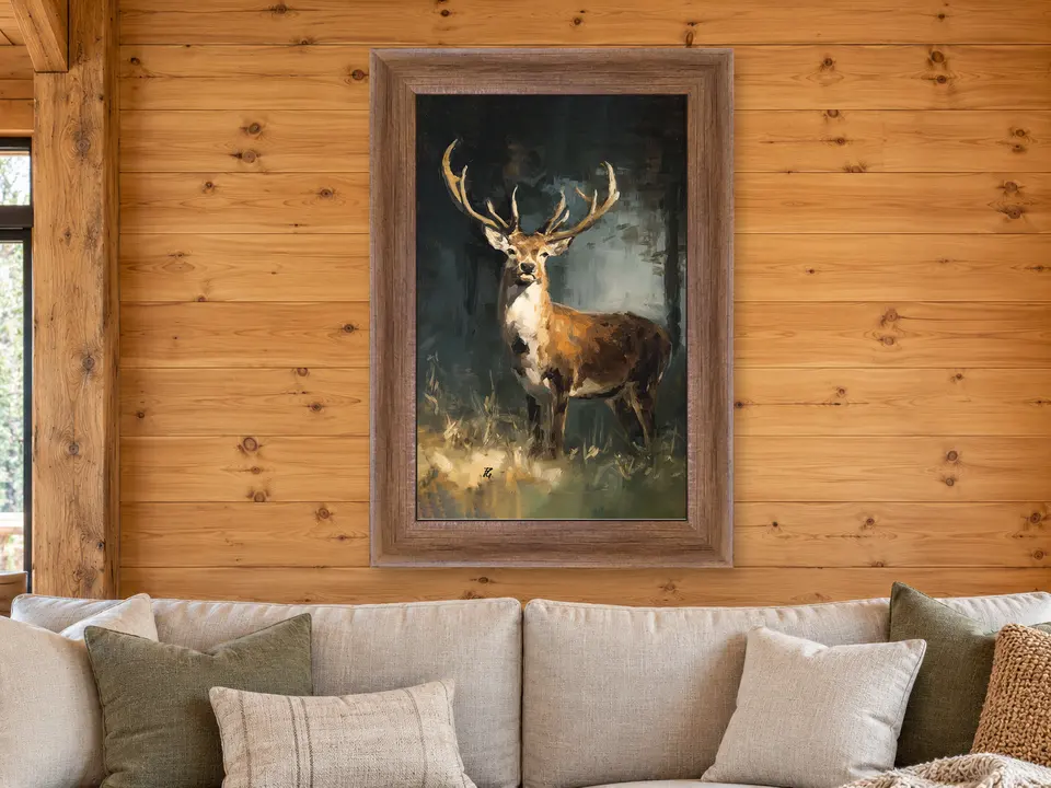 Still Cadence Deer Framed Wall Art framed on a wall